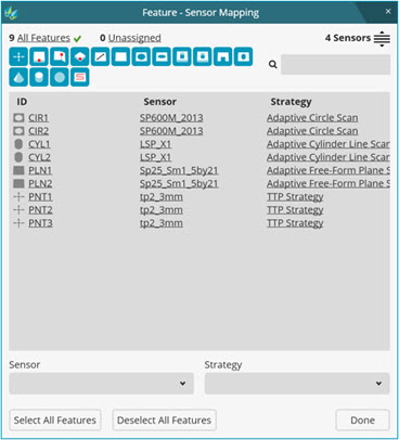 Sensor Mapping dialog box