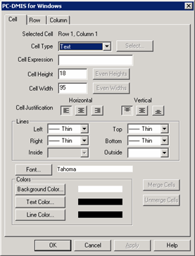 The GridControlObject's dialog box