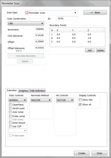 Perimeter Scan dialog box