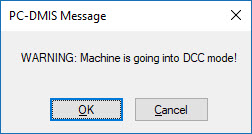 PC-DMIS Message dialog box