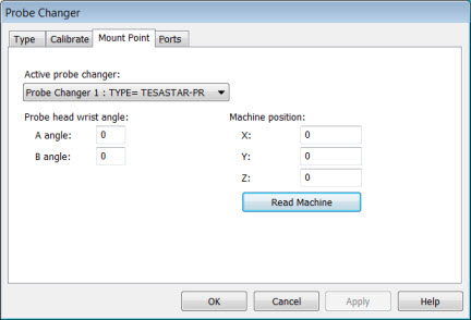 Probe Changer dialog box - Mount Point tab