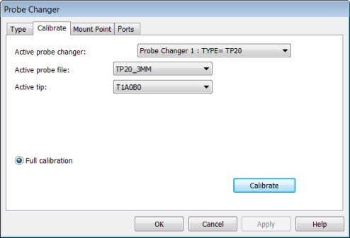 Probe Changer dialog box - Calibrate tab