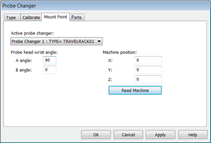 Probe Changer dialog box - Mount Point tab