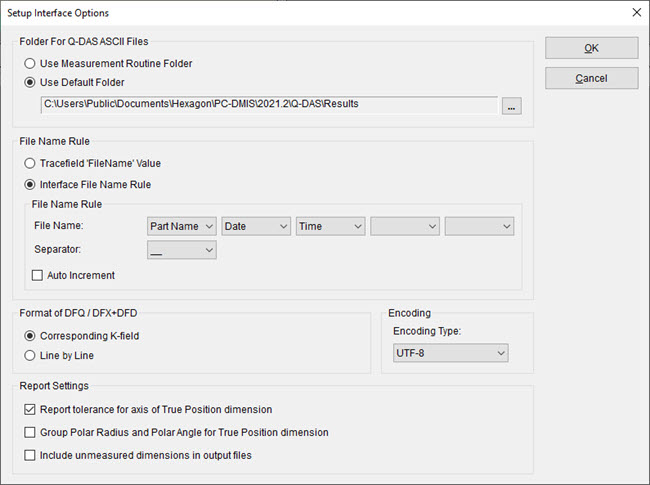 Setup Interface Options dialog box